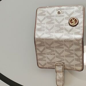 Michael Kors cream with tan trimming wallet